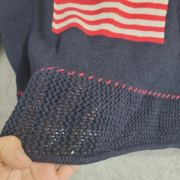Norton Studio PM American Flag Sweater Navy Ramie Cotton Womens PM 9PT - Picture 7 of 9